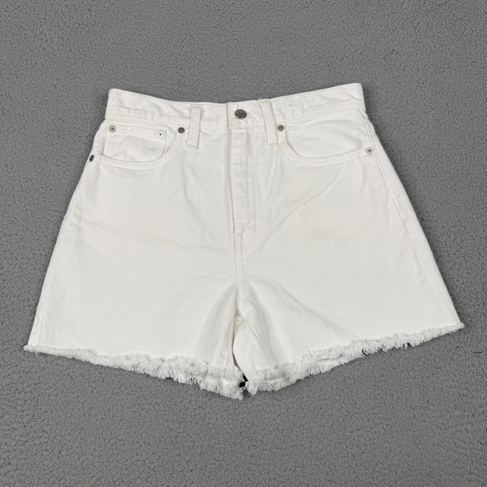 Madewell The Mom Jean Shorts Womens 26 Tile White High Rise Cutoff Denim MD756